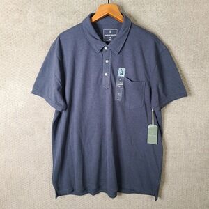 Mutual Weave Shirt Mens XXL Blue Ombre Heather Short Sleeve Pocket Polo NEW